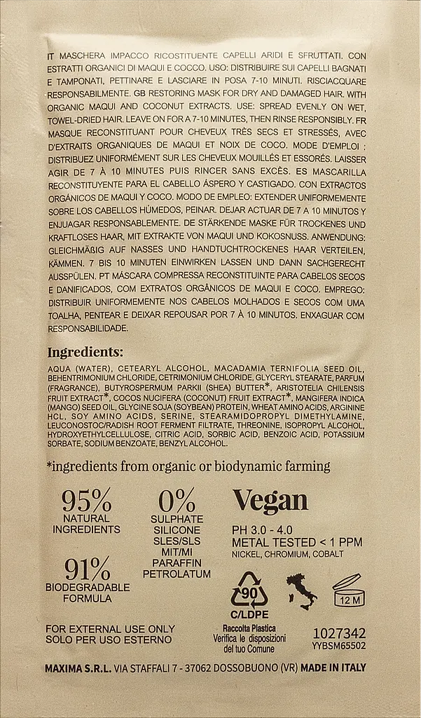 Маска відновлювальна для сухого та пошкодженого волосся Nook BEAUTY FAMILY ORGANIC 10 мл - фото 2