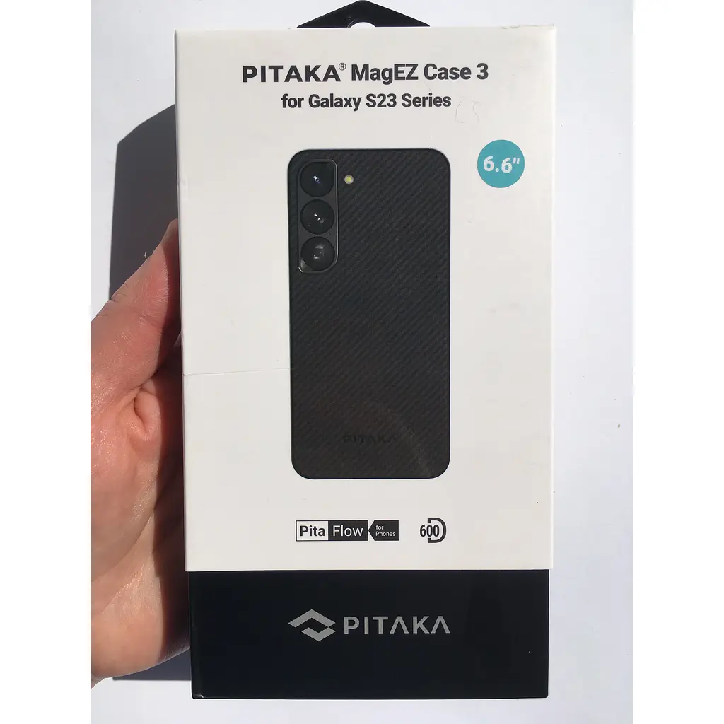 Оригинальный противоударный чехол для Samsung Galaxy S23 Plus (S916) Pitaka MagEZ MagSafe Case 3 Twill Black/Grey - фото 2