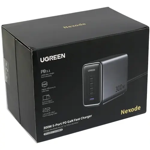 Зарядний пристрій 5xUSB 300W 5xUSB (4хUSB-C + USB-A) Nexode Desktop Fast Charger, Cable CD333 Ugreen - фото 4