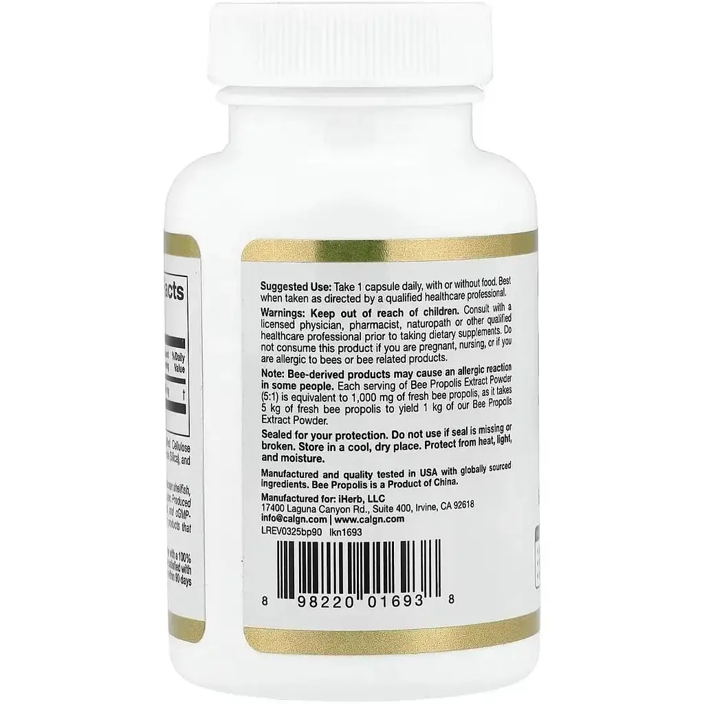Прополіс бджолиний California Gold Nutrition 1000 мг 90 капсул - фото 3