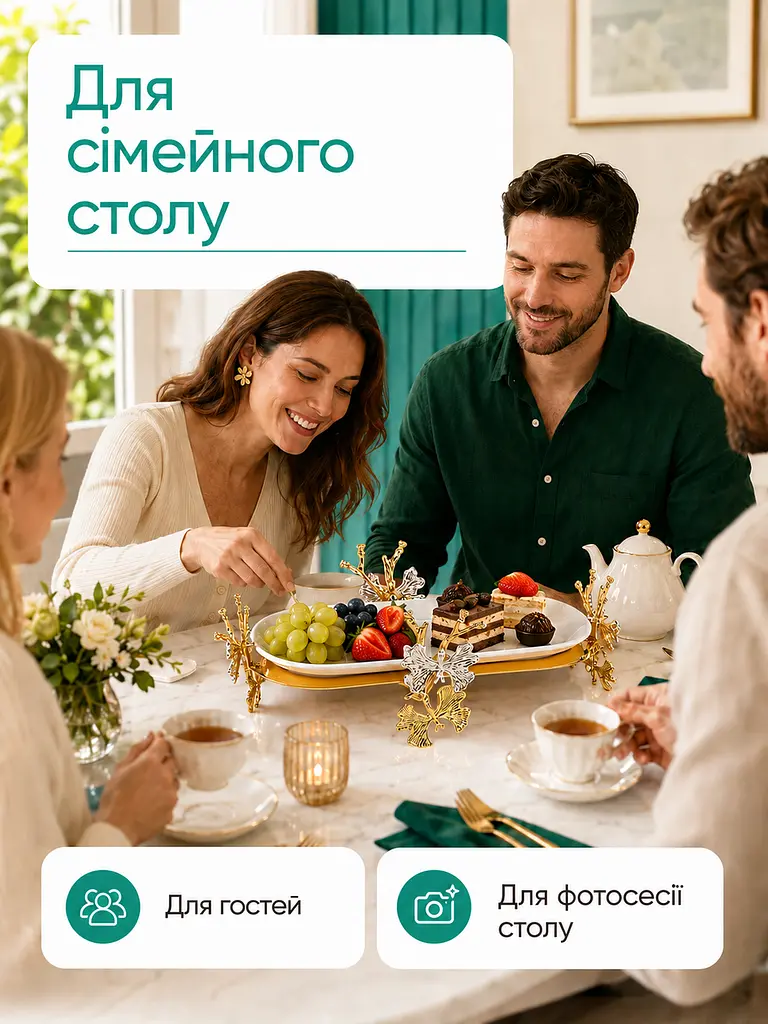 Сервірувальна керамічна підставка-таця 40×19 см для десертів і закусок (262762867) - фото 6