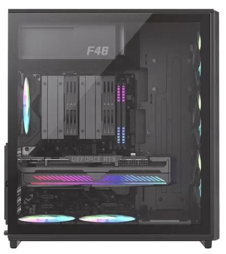 Корпус GameMax F46, Black, без БЖ, Mini Tower, ATX / Micro ATX / Mini ITX, Type-C / 2xUSB 3.0, макс. CPU - 169 мм / VGA - 350 мм, 4x120 мм ARGB, боковая панель из закаленного стекла - фото 4