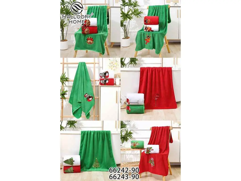 Рушник MALLORY HOME 70x140 новорічний махра арт.66242