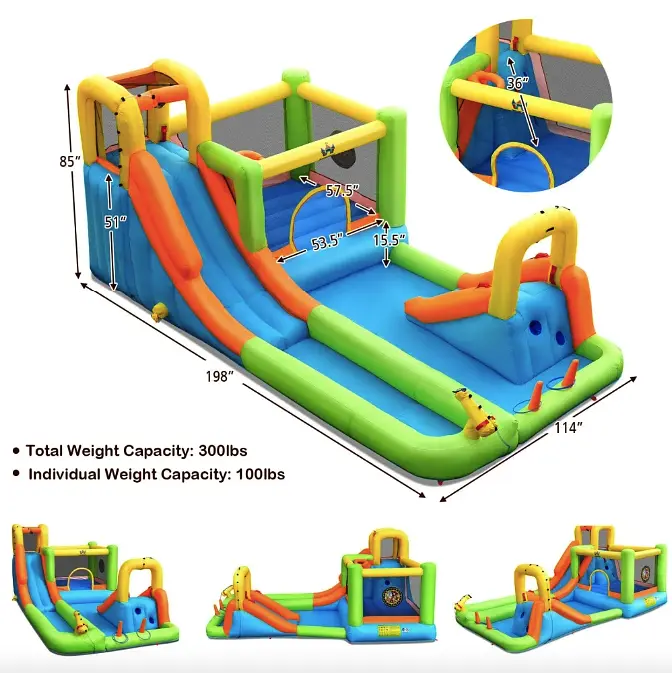 Надувний водний дитячий центр Costway Park Bounce House з гіркою (без вентилятора) - фото 4