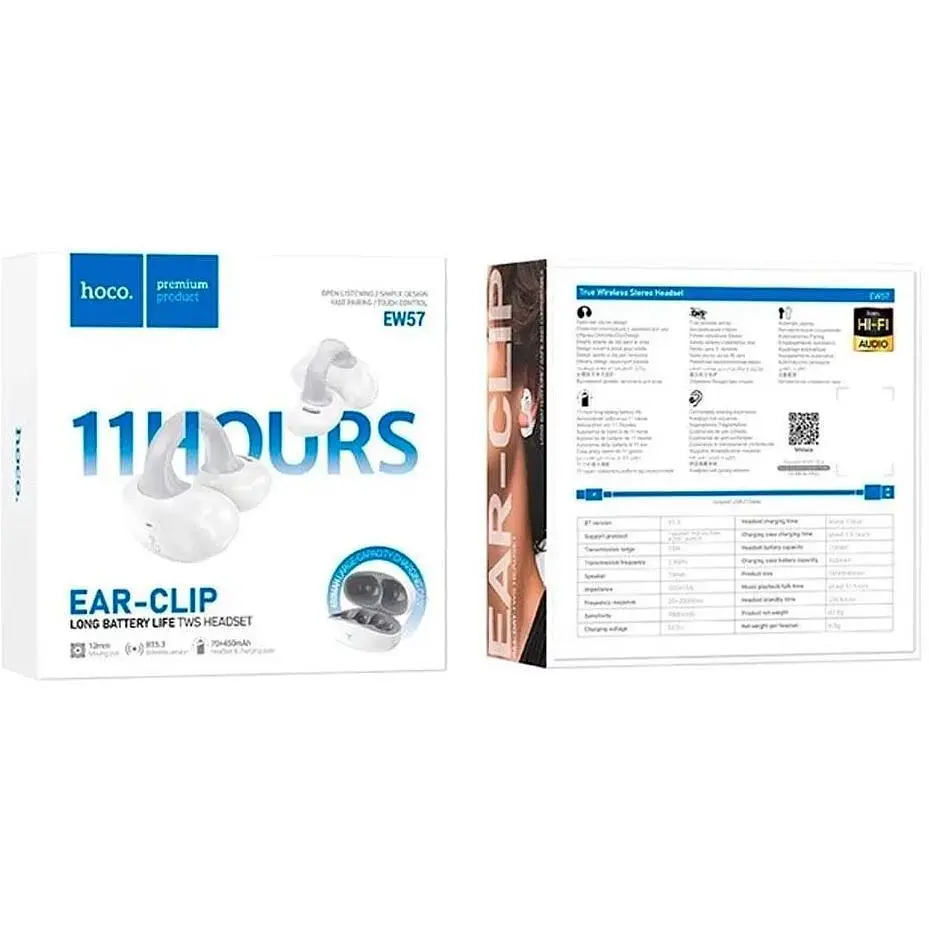 Наушники беспроводные Hoco EW57 Auspicious clip-on 6942007610032 белые - фото 4