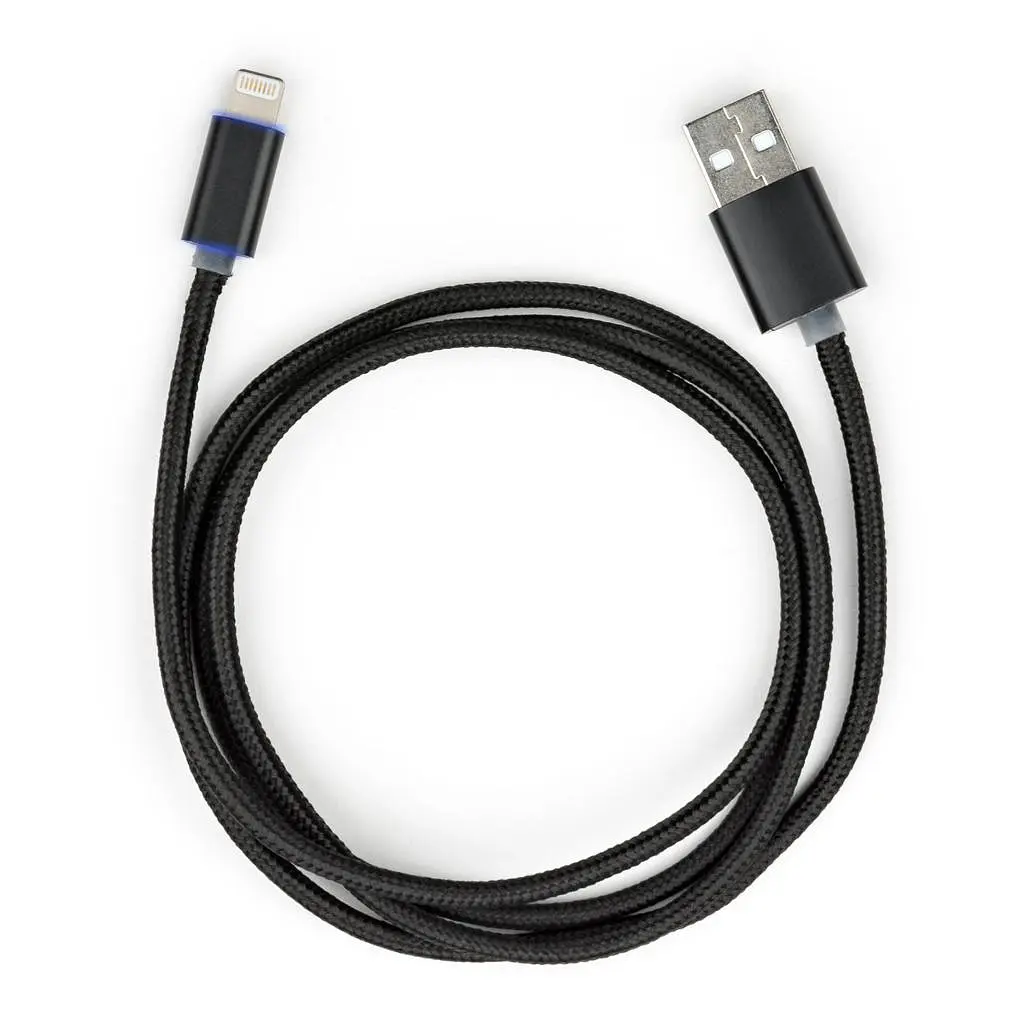 Дата кабель USB 2.0 AM to Lightning 1m LED black Vinga (VCPDCLLED1BK) - фото 3