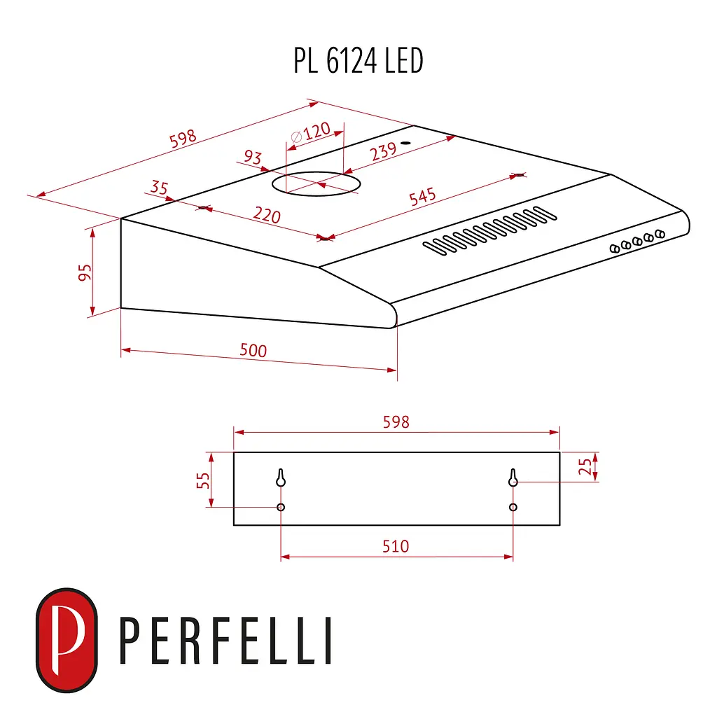 Витяжка плоска PERFELLI PL 6124 BL LED - фото 11