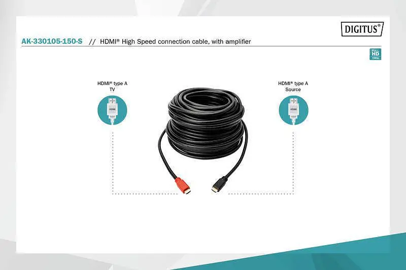 Кабель із підсилювачем HDMI Digitus 15m black - фото 2