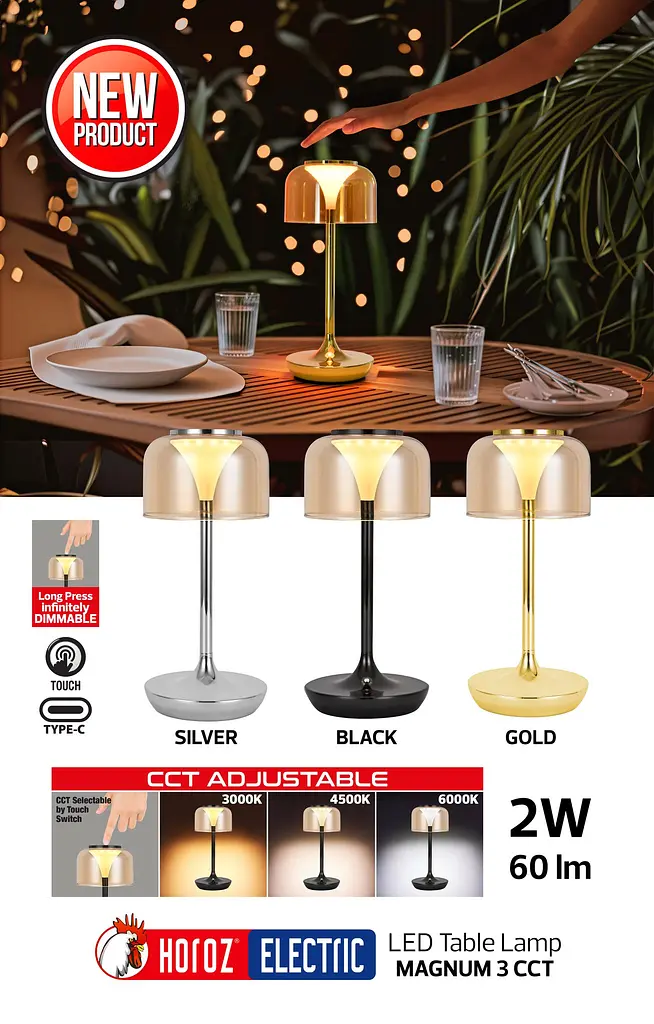 Светильник настольный Horoz Electric LED Magnum-3CCT 2W 3000K-4500K-6000 черный - фото 5