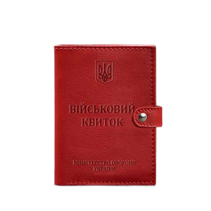 Кожаная обложка-портмоне для военного билета 15.0 красная - фото 6