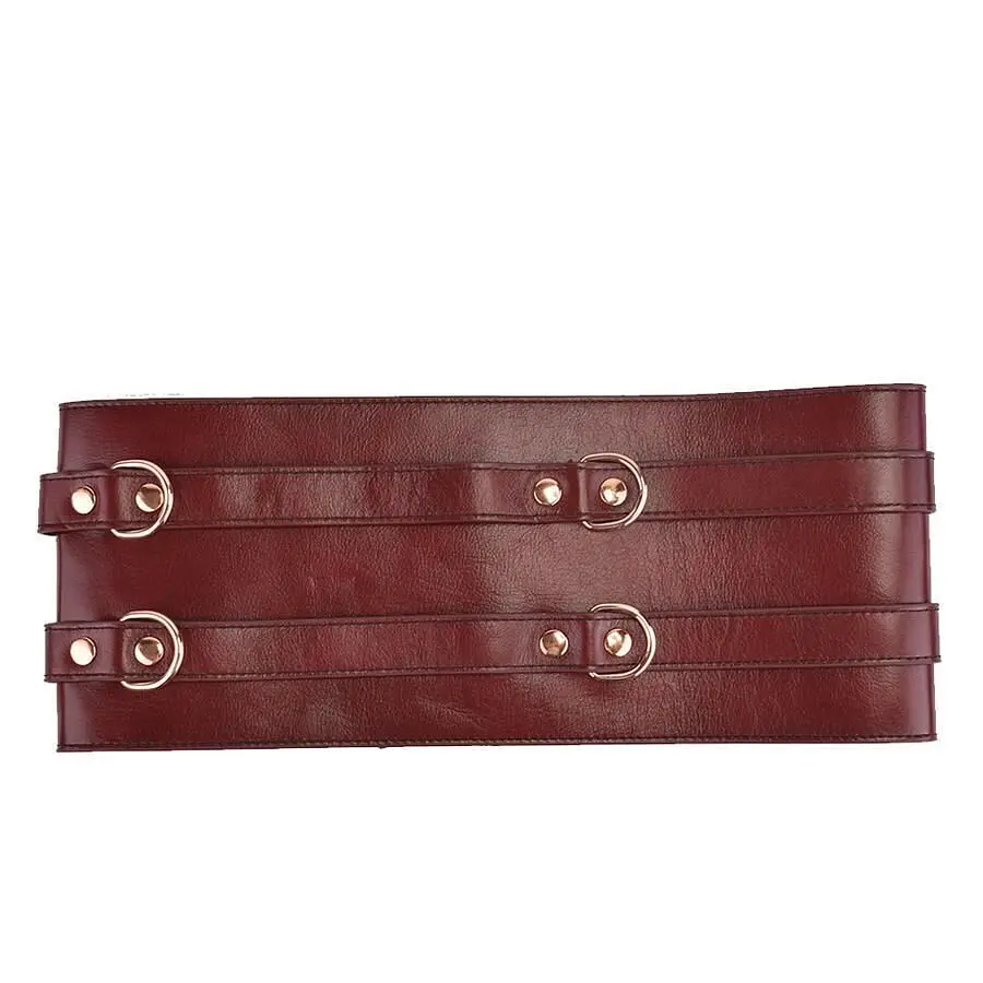 Шкіряний пояс для бондажу Liebe Seele Wine Red Waist Cuff, M Size - фото 6