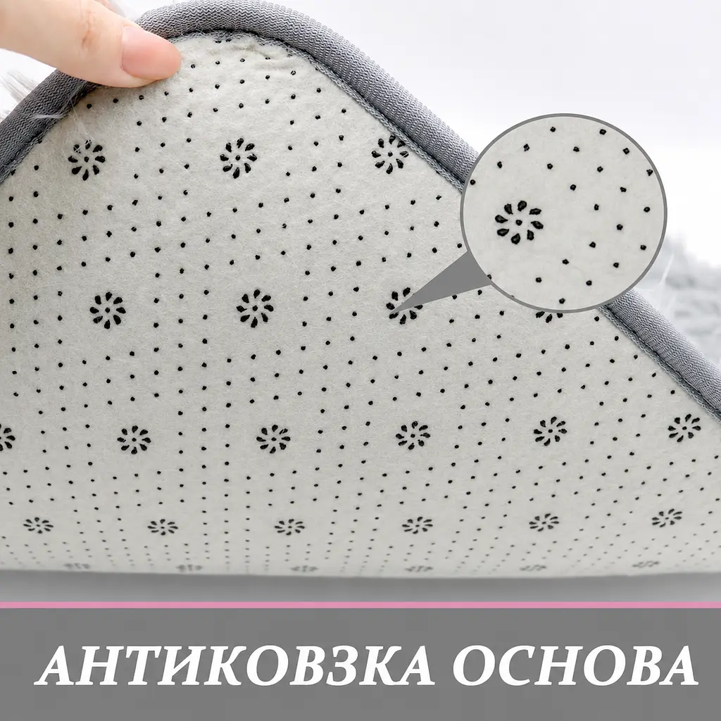 Практичний комплект м'яких килимків для ванної 4 шт , пухнасті антиковзкі килимки сірий KT9000508 - фото 4