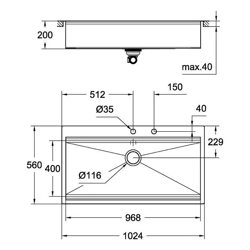 Кухонная мойка Grohe EX Sink K800 31586SD0, Нержавеющая сталь - фото 2