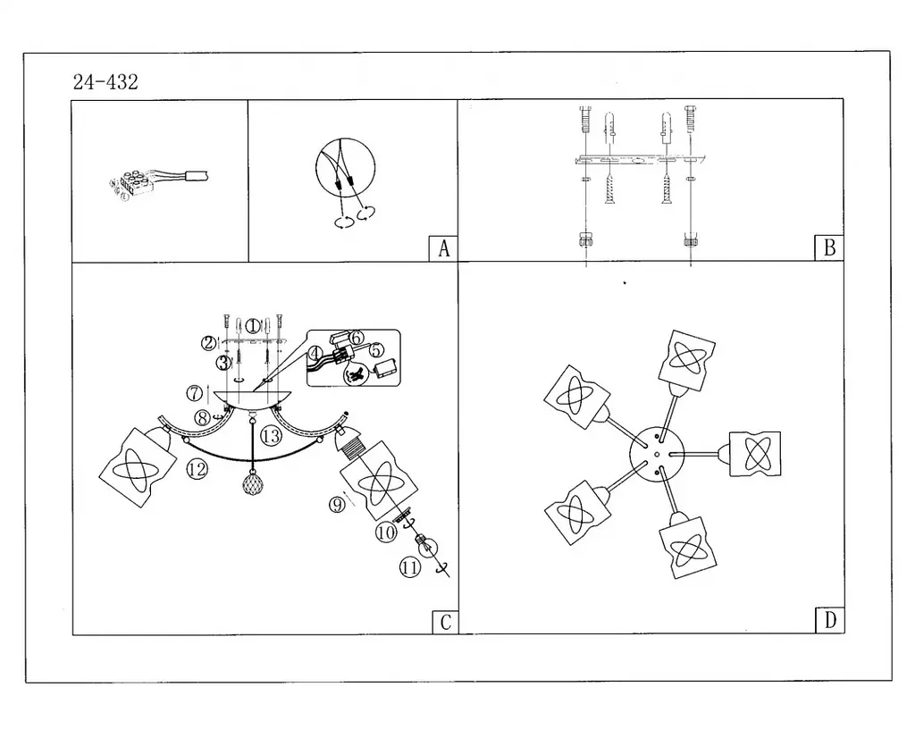 Люстра потолочная Brille в спальню E27 60W CH (LK-690C/5) - фото 5