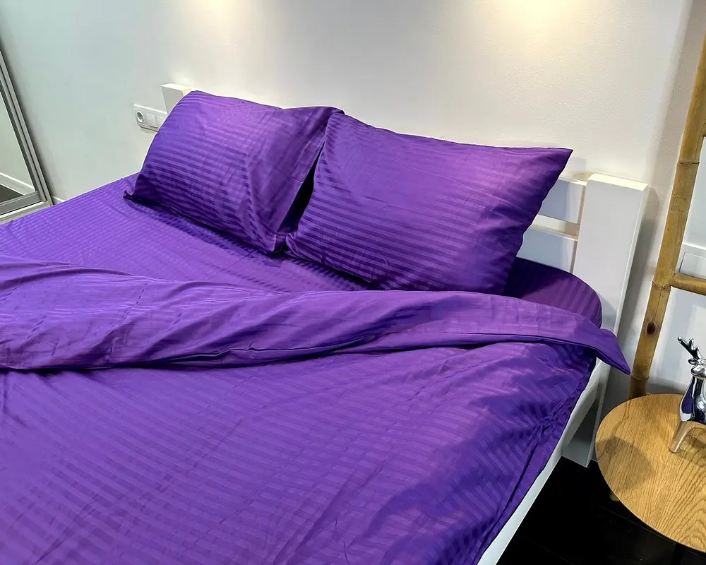 Постільна білизна LARA сатин-страйп LUX violet d13226е160 з простирадлом на резинці 160х200х25 євро - фото 2