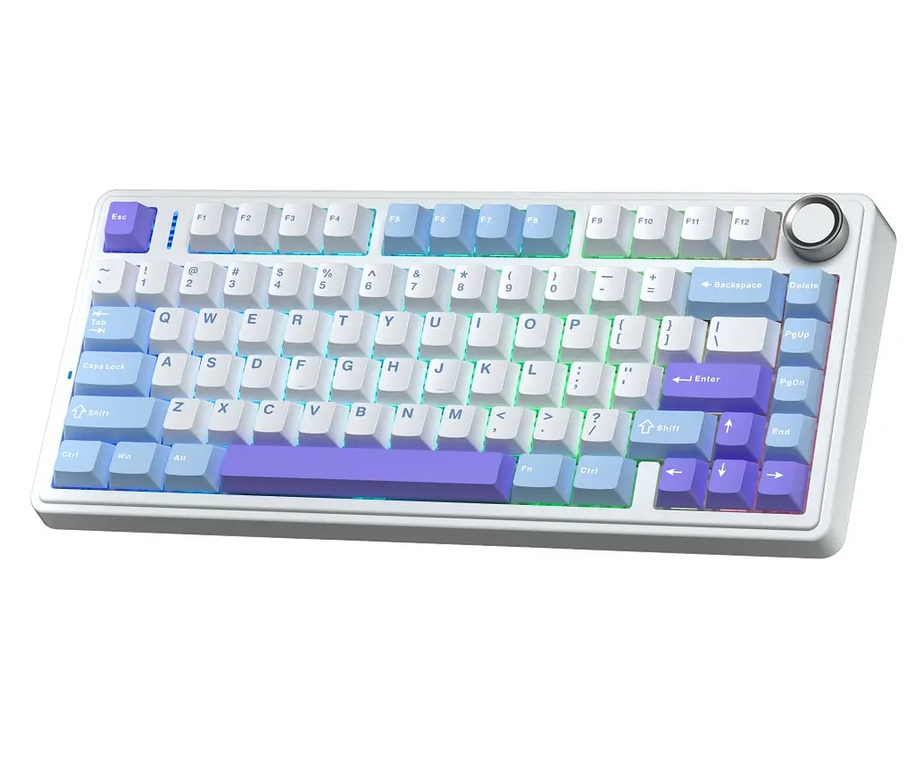Клавіатура ігрова механічна Aula Mechanical F75 Wireless Purple-White ENG/UKR Gasket Reaper switch - фото 2