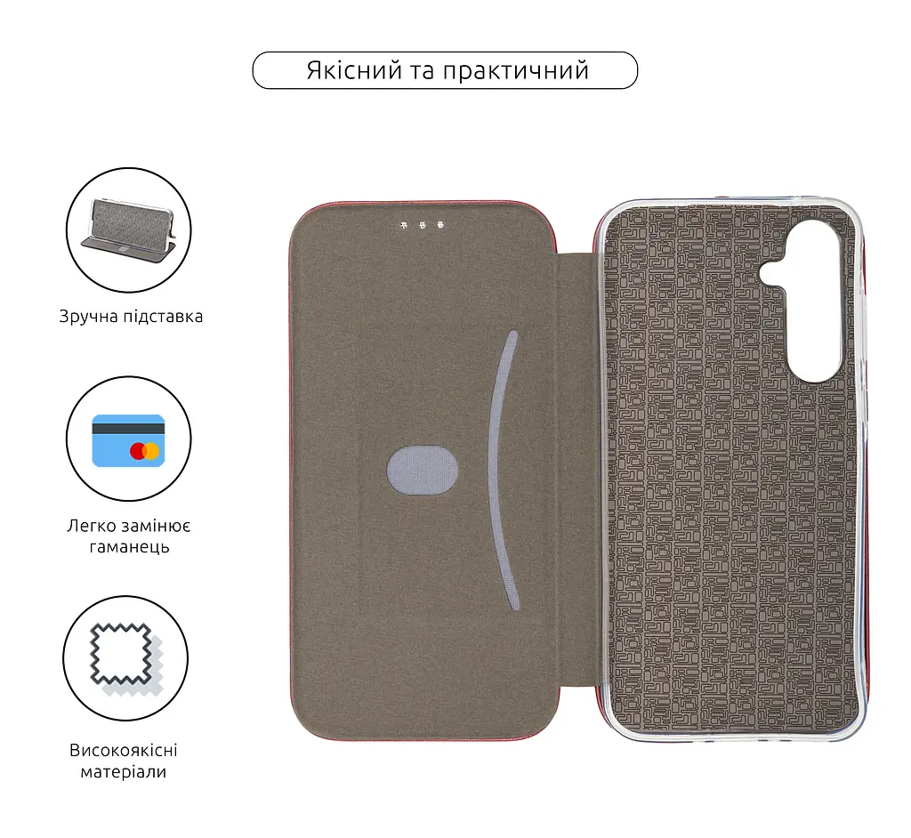 Чехол-книжка для Samsung Galaxy A35 5G (A356), G-Case, бордовый, кожаный чехол-книга из экокожи (PU) и TPU, с магнитом, с подставкой и вместительным кардхолдером, противоударный, защита всего корпуса, ArmorStandart (ARM74469) - фото 3