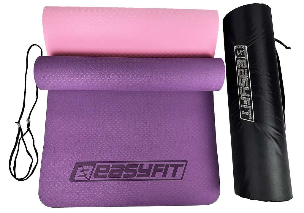 Килимок для йоги та фітнеса EasyFit TPE+TC 6мм двошаровий + Чохол фіолетовий з рожевим (EF-1924s-VP) - фото 6