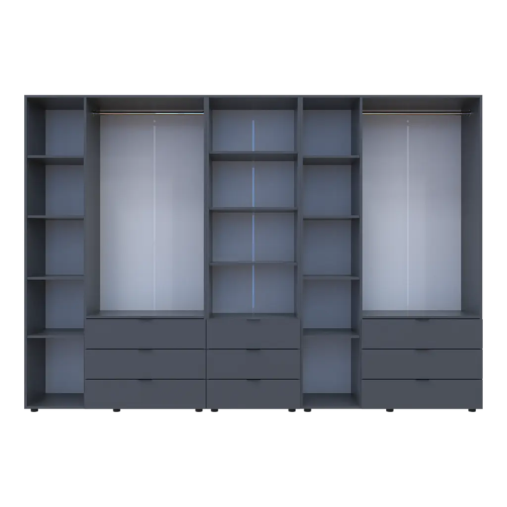 Шкаф для одежды Doros Гелар Графит 3+3ДСП с пеналом 292.4х49.5х203.4 (42005172) - фото 6