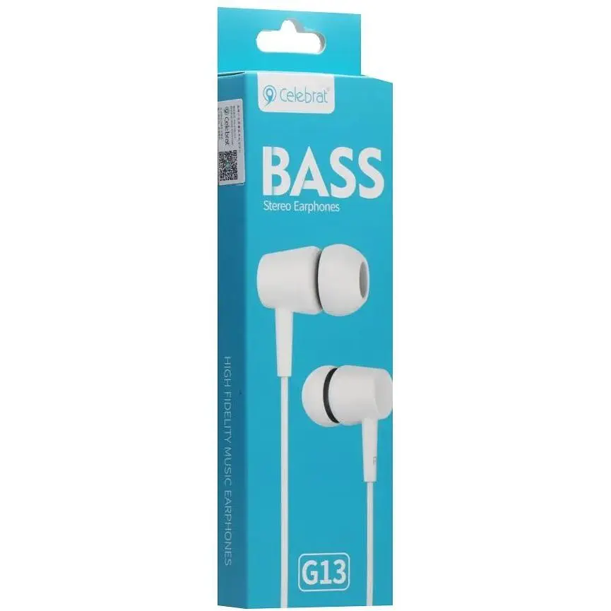 Дротові навушники Celebrat вакумні з мікрофоном 3.5 mm G13 Bass sterreo 1.2 m White - фото 2