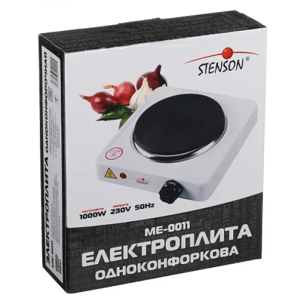Плита електрична настільна біла Stenson 0011ME (1 конфорка, диск) - фото 2