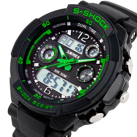 Наручний годинник чоловічий Skmei S-Shock Green 0931 Чорний (1530) - фото 8