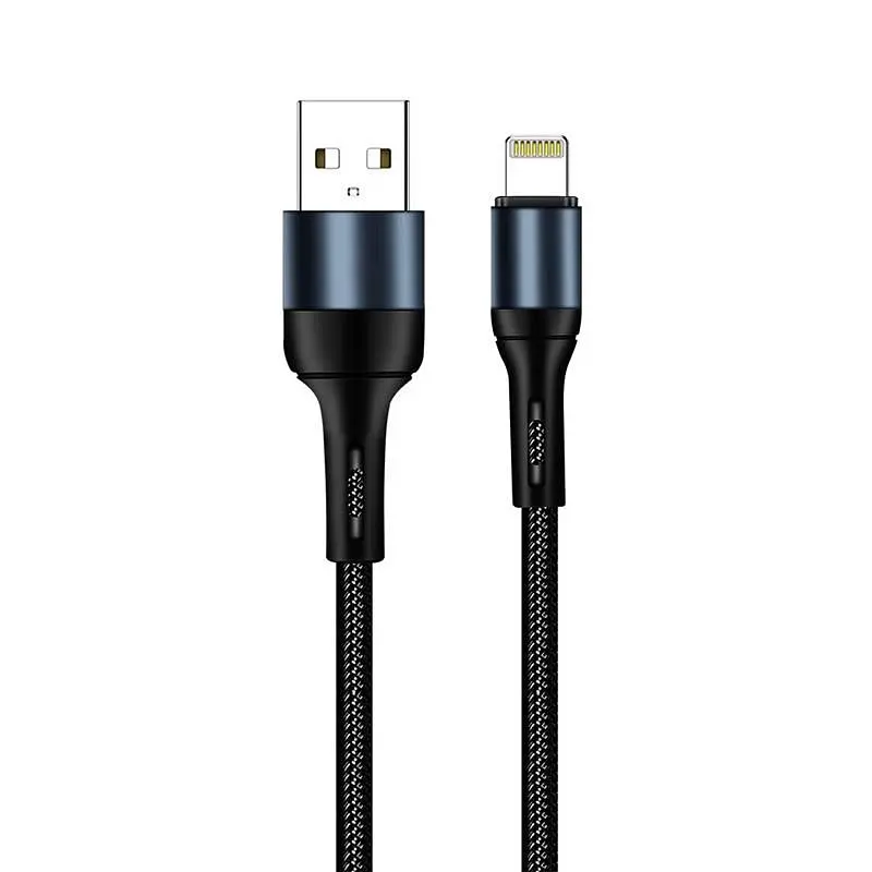 Кабель ColorWay USB - Lightning (M/M), nylon, 2.4 А, 1 м, Black (CW-CBUL045-BK) - фото 4