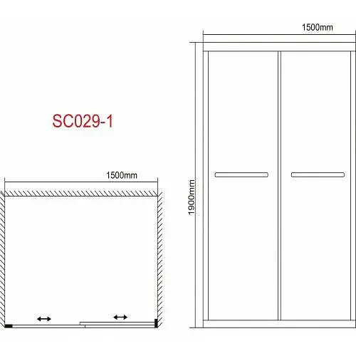 Душові двері Grace 150x190 см розсувні рифлене скло хром SC029-1-150Р, матовий, хром - фото 2