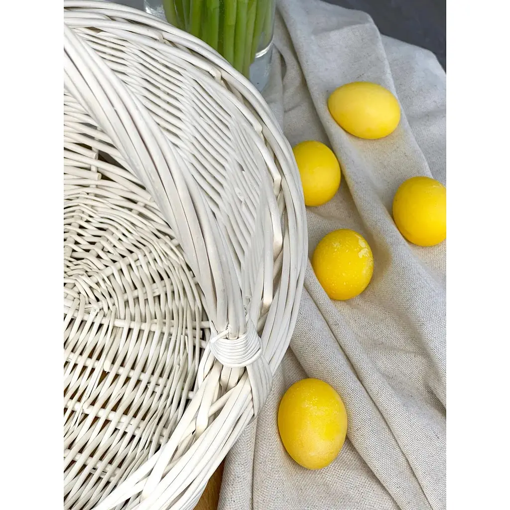 Комплект Пасхальная корзина Буковина (большая) с водоотталкивающим полотенцем 70х40 см Пасхальные зайчики и свечой - фото 4