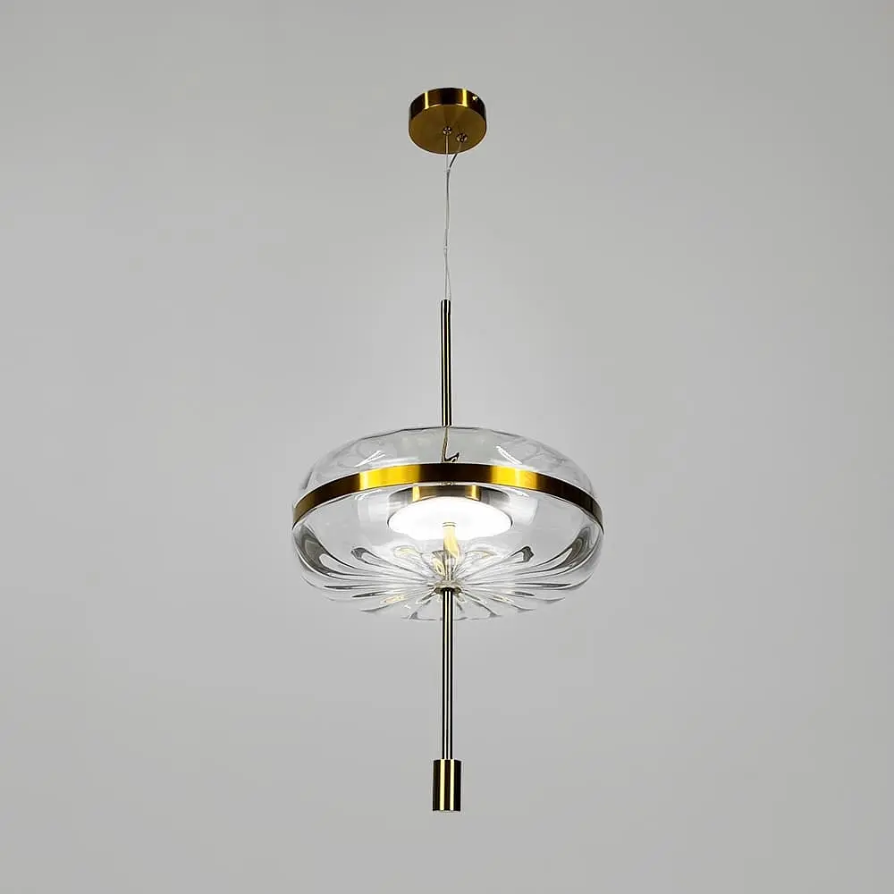 Підвісний світильник із прозорим плафоном та латунним корпусом Ø 35х40 см | Line F | Арт. BM4-350 AB+CL - фото 2
