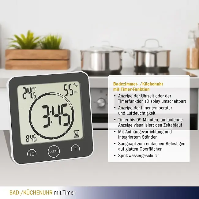 Годинник для ванної кімнати TFA 60400110 - фото 7