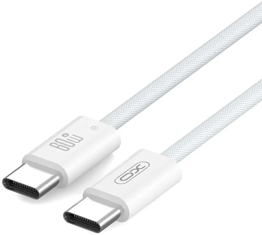 USB Кабель XO NB-Q273 Type-C-Type-C Woven Style 60W 3A 1.0m Білий - фото 3