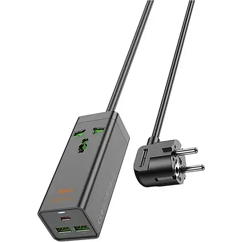 Мережевий подовжувач Hoco AC9A Talent PD30W (1C2A with 1 socket) Desktop Charger Black - фото 3
