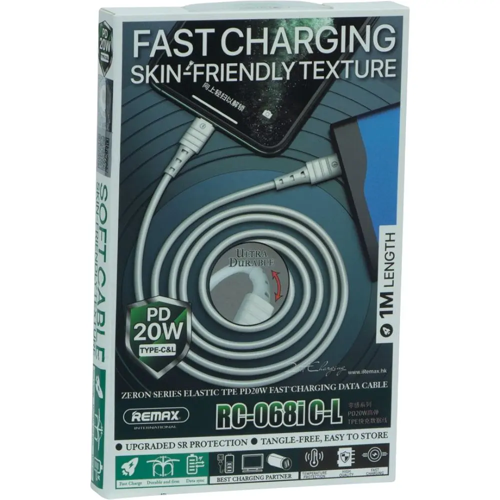 Кабель Remax RC-068i PD 20W Type C to Lightning 1 м Білий - фото 2