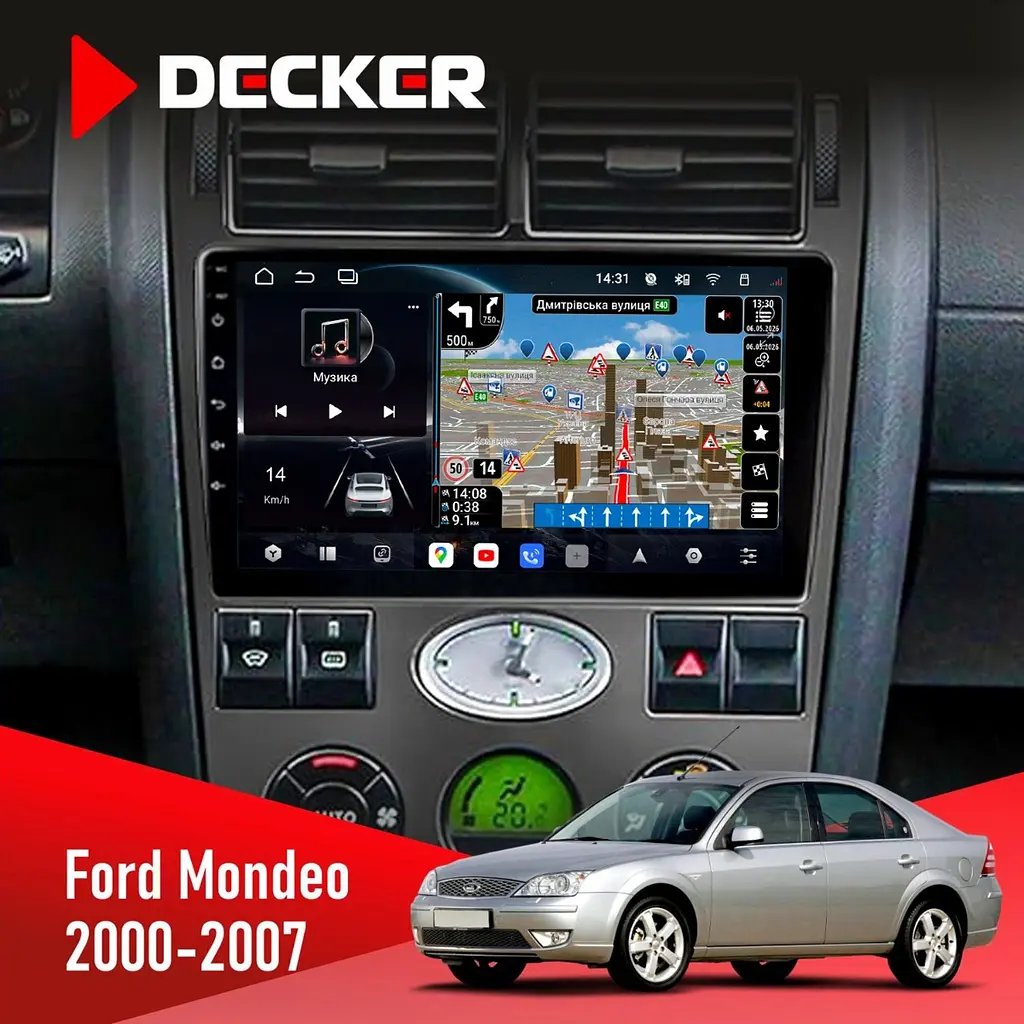 Штатна магнітола Ford Mondeo 2000-2007 Decker D9-011 4x64, DSP, 4G, 360 Decker (НФ-00005603)