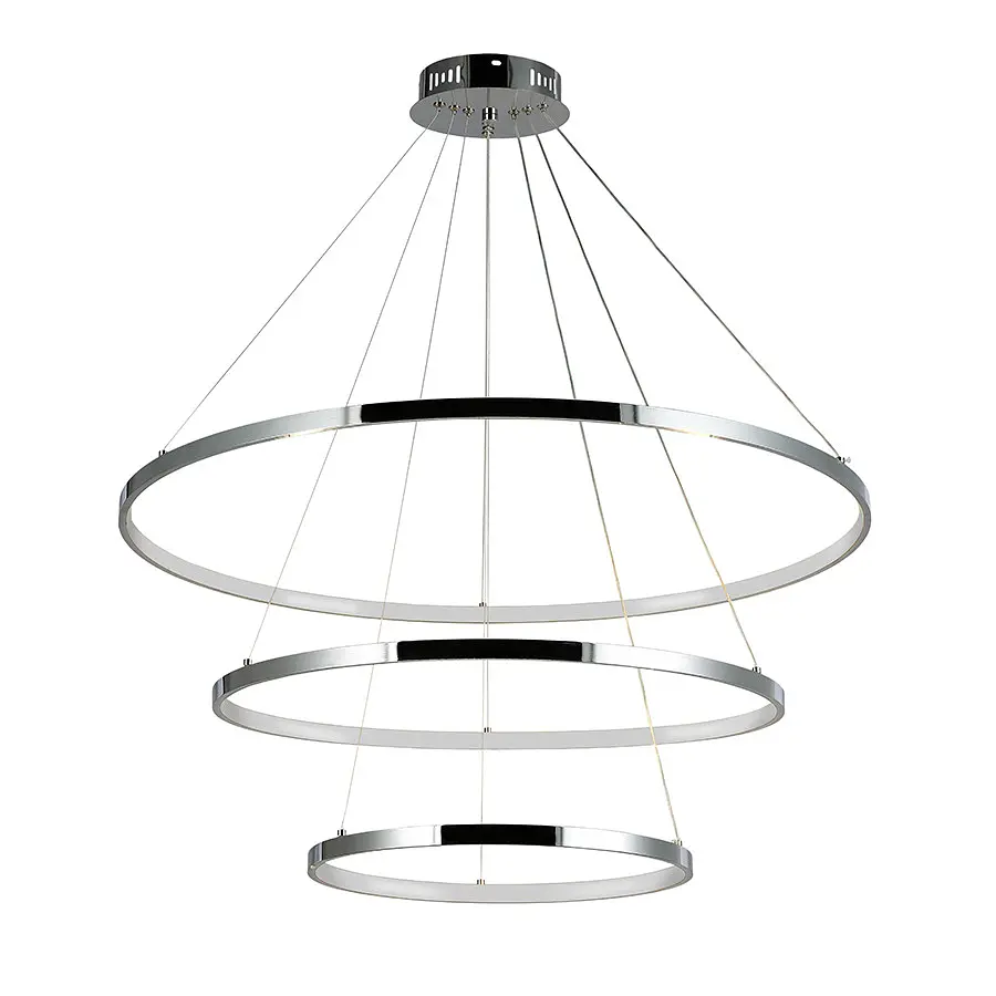 Люстра стельова LED Levistella 7529832-3A CHROME LED (400+600+800), 130W, діаметр 400/600/800 мм, хромований метал, сучасний стиль
