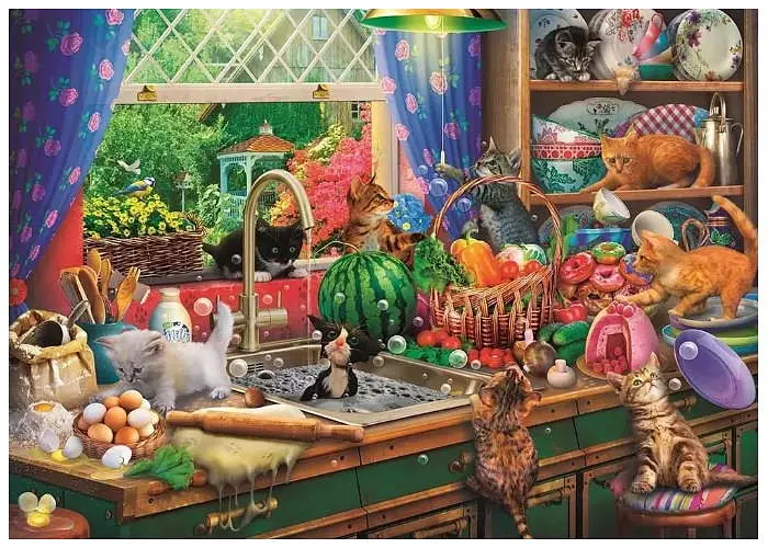 Пазл Trefl Час чаювання: Проблемні кошенята 1000 ел. (10839) - фото 2