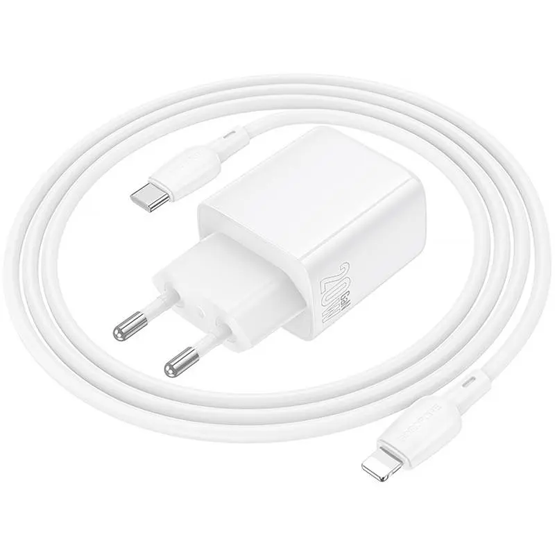 МЗП Borofone BN27 Fuente PD20W+QC3.0 (1USB-A/1C) + кабель Type-C to Lightning White - фото 5