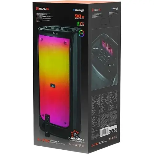 Колонка портативна 2.0 X-797, Black, 90 Вт (2 x 45 Вт) REAL-EL teh0021049 - фото 9