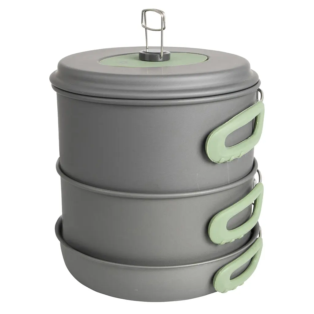 Набір посуду Bo-Camp Explorer XL 4 Pieces Hard Anodized Grey/Green (2200249), Сірий - фото 13