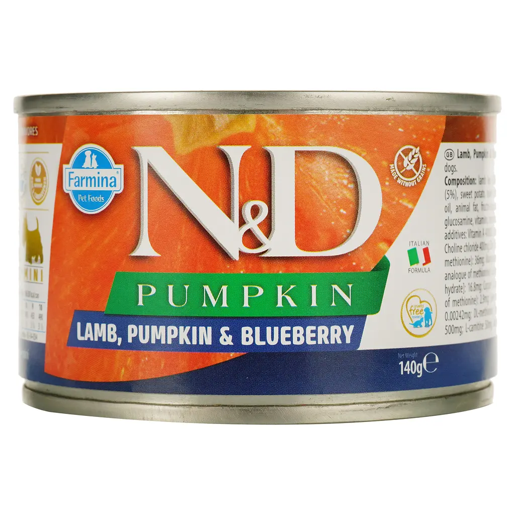 Влажный корм для взрослых собак мини-пород Farmina N&D Grain Free Pumpkin Lamb, Pumpkin&Blueberry Adult Mini, тыква, ягненок и черника, 140 г - фото 3