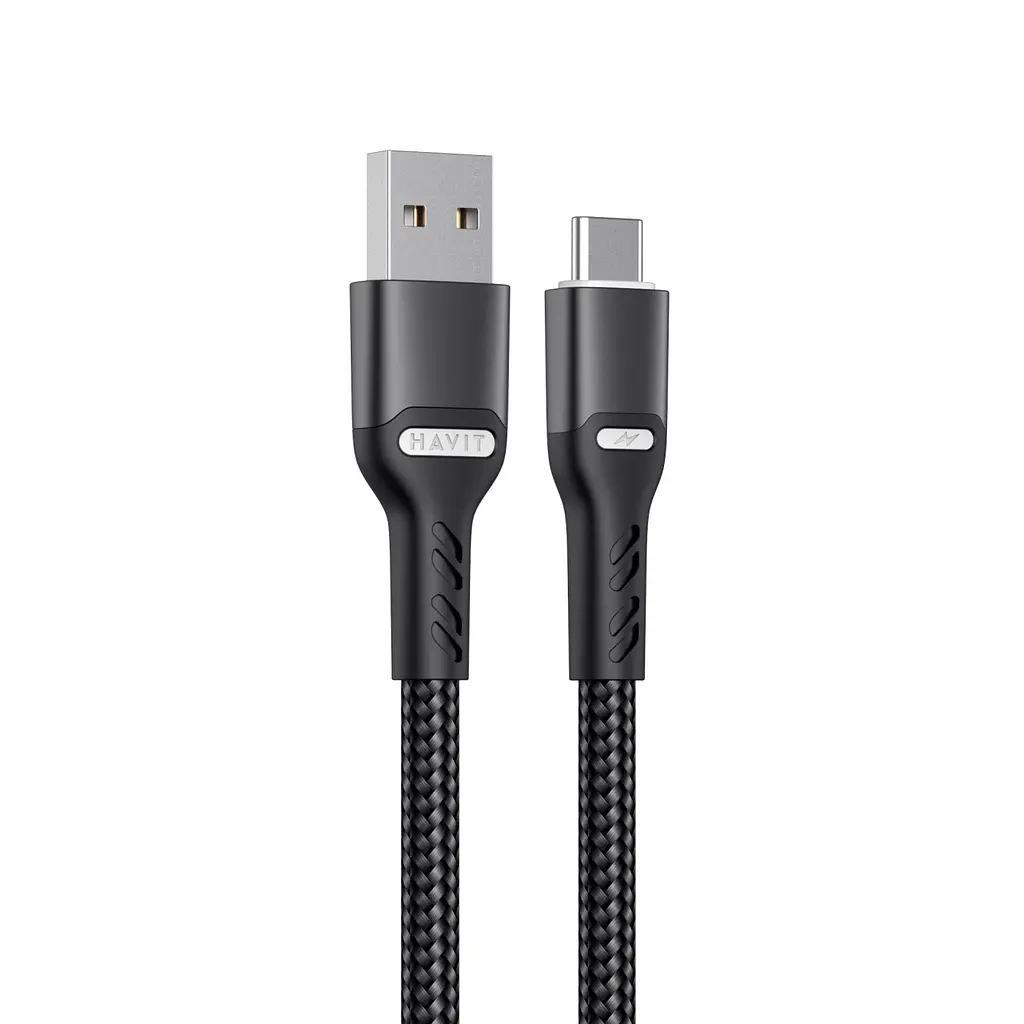 Кабель USB - USB-C Havit 3A 1 м чорний (HV-CB6217) - фото 2