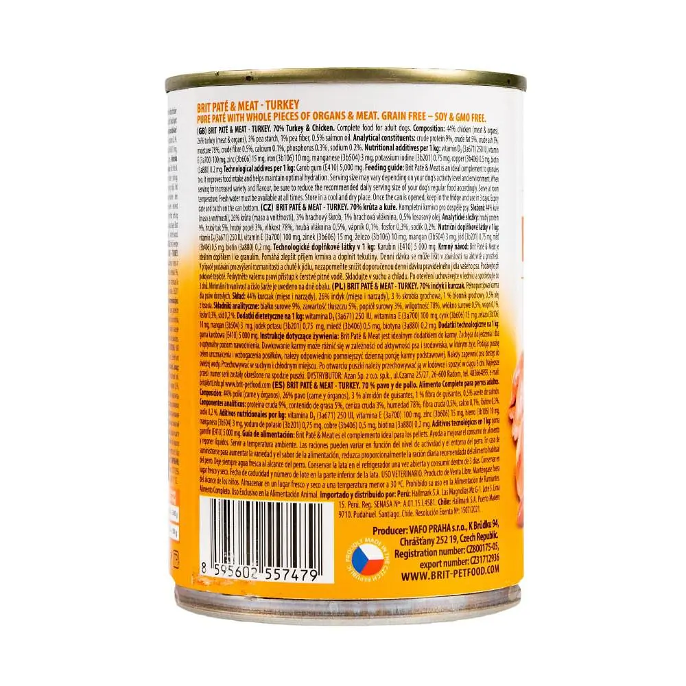 Влажный корм для собак Brit Pate & Meat Turkey 0.4 кг (курица и индейка) - фото 4