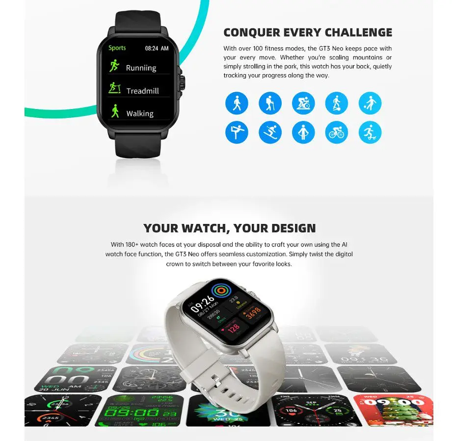 Смарт-годинник Smart Watch Black Shark GT-3 Neo Black 2.01 (296x240) TFT 250 мА·год - фото 7