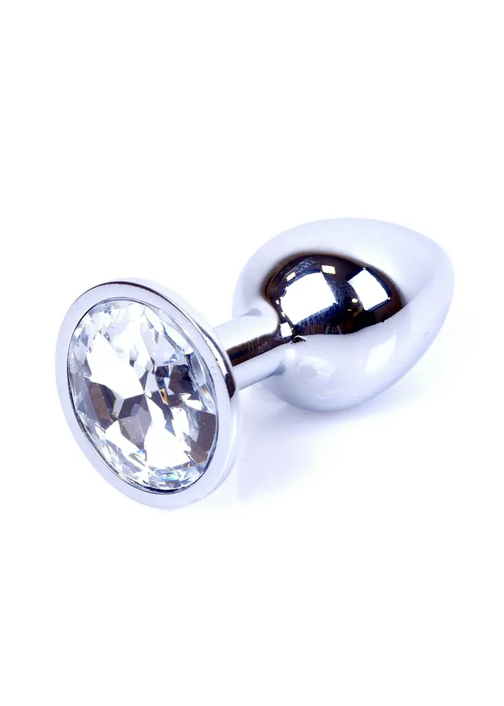 Анальна пробка із кристалом B-Series Jewellery Silver Plug Clear, 7х2.7 см, прозорий