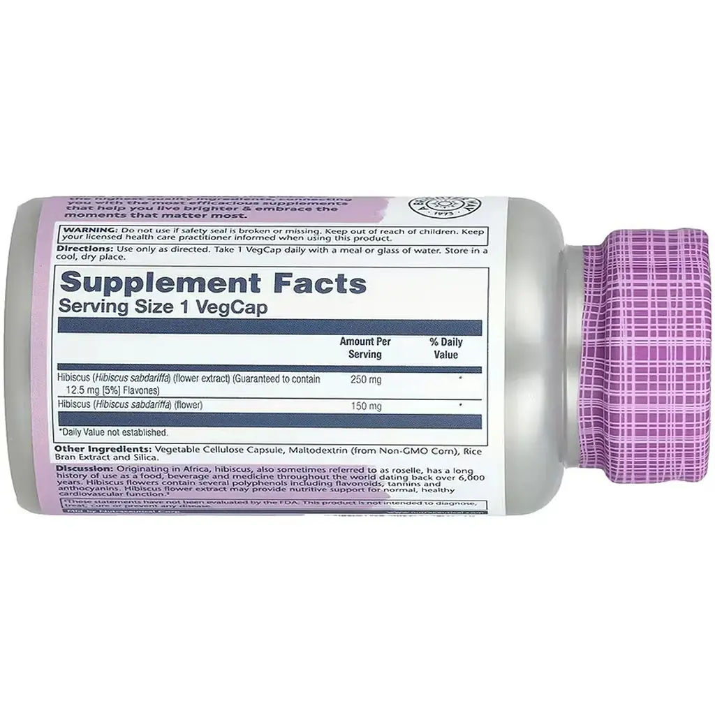 Екстракт квіток гібіскуса Solaray Hibiscus Flower Extract 250 мг 60 веганських капсул - фото 3
