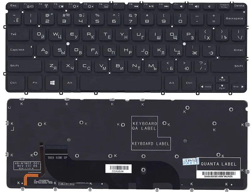 Клавіатура для ноутбука Dell XPS 12, 13, 13R, 13Z, L321X, L322X з підсвічуванням (Light), Black, (No Frame) - фото 3