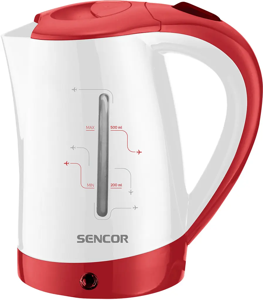 Электрочайник Sencor 0.5 л Strix пластик в комплекте 2 стакана + 2 ложки бело-красный kuh0015385 - фото 2
