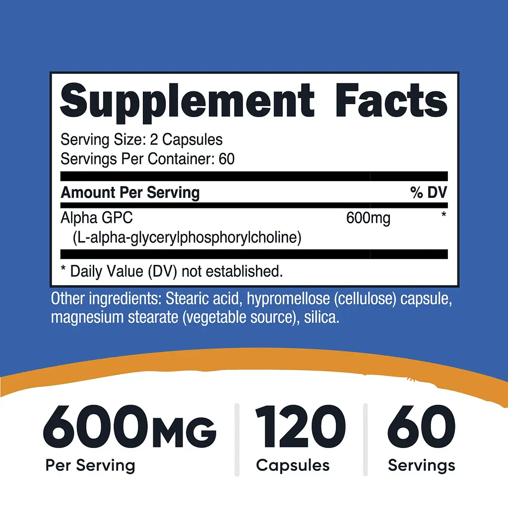 Альфа-гліцерилфосфорилхолін Nutricost Alpha GPC 600 мг 120 капсул - фото 3