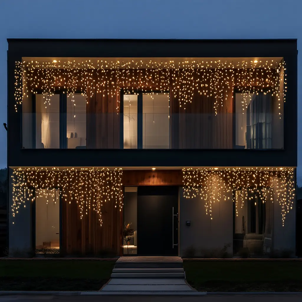 Уличная гирлянда Бахрома GarlandoPro 25 м 405 LED черная проволока Желтая 25MBY - фото 5